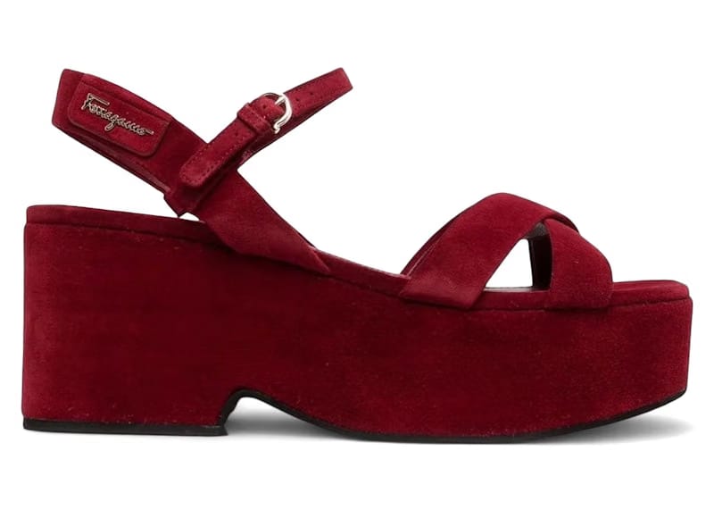 Ferragamo Strappy Platform Block-Heel Sandals Red (Women's)