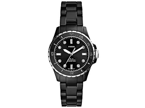 Fossil FB-01 Black Dial Black Ceramic Strap Watch