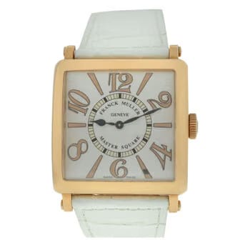 Franck Muller Master Square Silver Dial Leather Strap Watch WMNS - 6002-M-QZ-R-5N