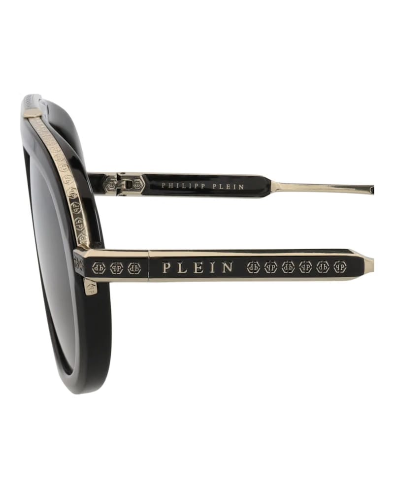 Philipp Plein Aviator-Frame Acetate Sunglasses Black Black Smoke (SPP151M-57-0700)
