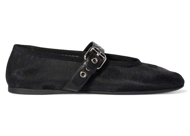 Miu Miu Mesh Fabric Ballerinas Black (Women's)