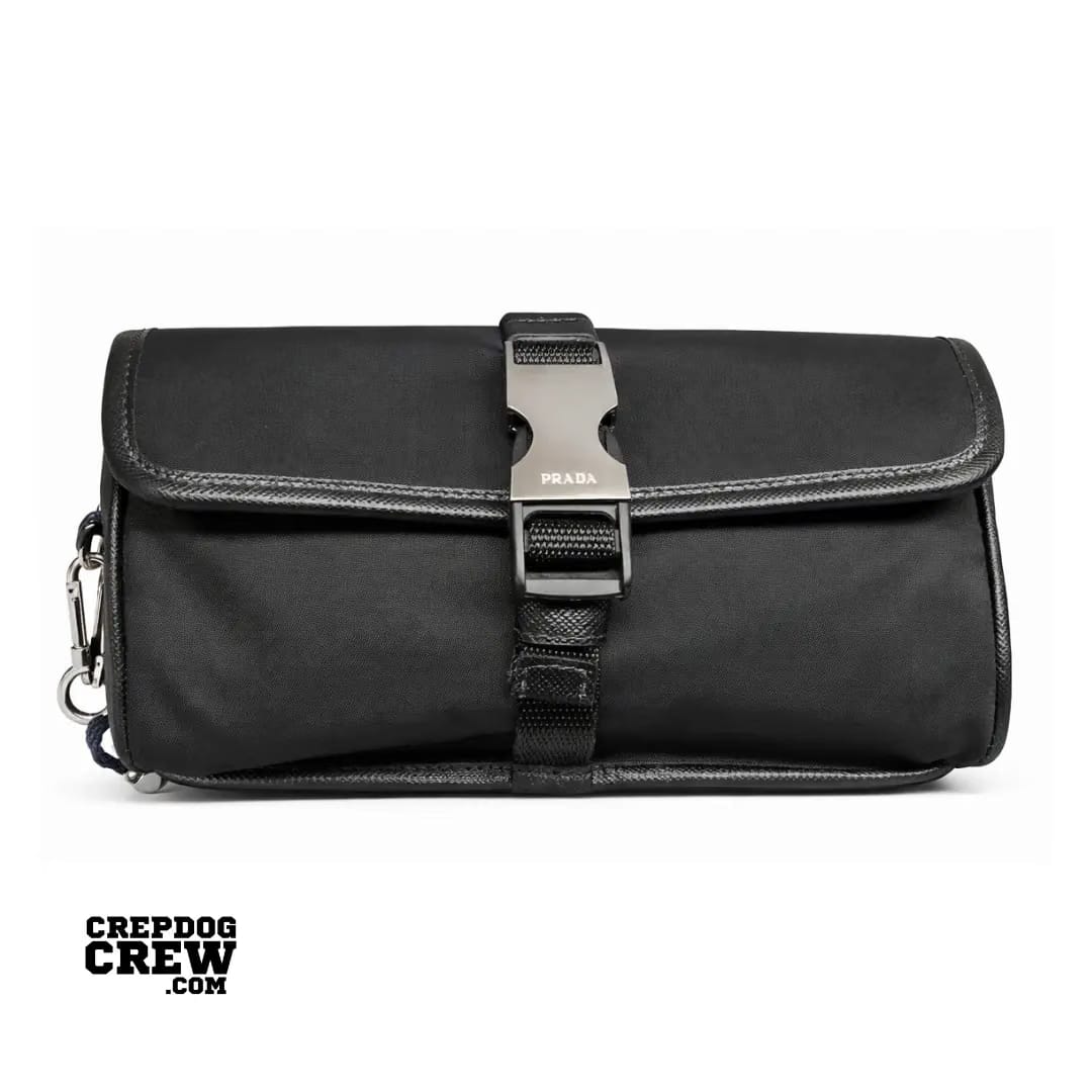 PRADA RE NYLON AND SAFFIANO GLASSES CASE BLACK