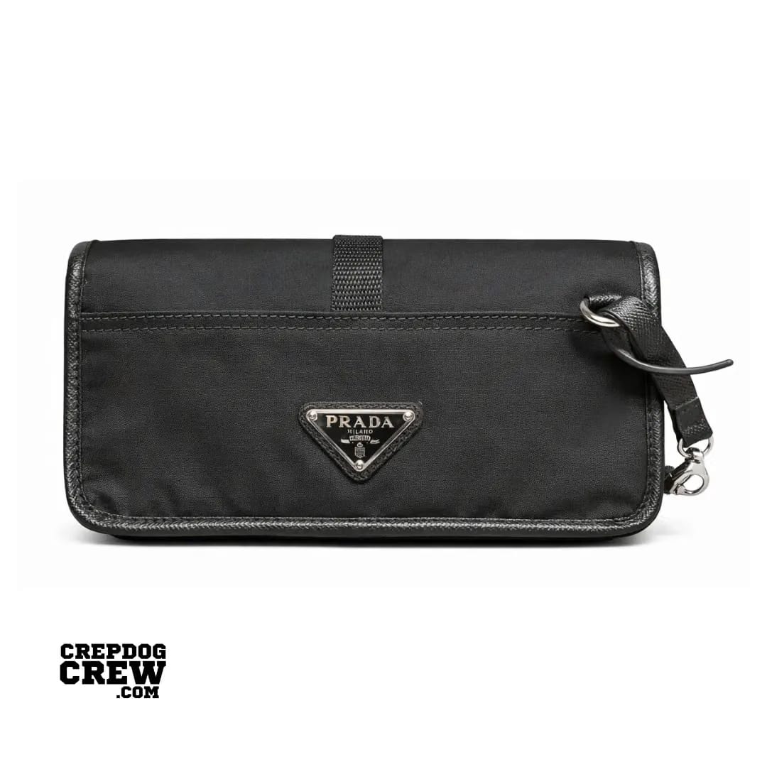PRADA RE NYLON AND SAFFIANO GLASSES CASE BLACK