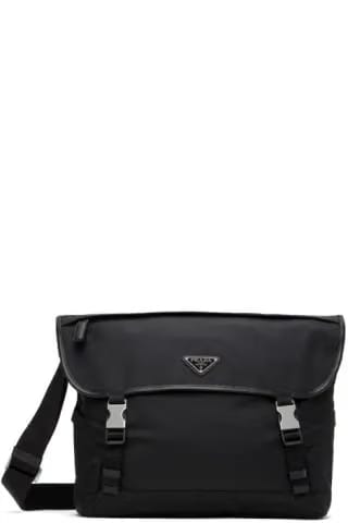 PRADA RE NYLON AND SAFFIANO GLASSES CASE BLACK