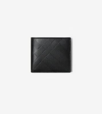 BURBERRY CHECK BIFOLD WALLET WITH COIN PURSE NAVY RED