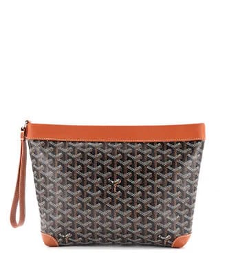 Goyard Goyardine Canvas Yellow Conti Pouch Palladium Hardware