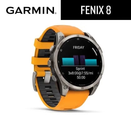 Garmin Fenix 8 Pro, 51mm, Amoled Display, Premium Connected Multisport GPS Smartwatch, inReach Technology, Sapphire, Titanium with Graphite/Black Silicone Band