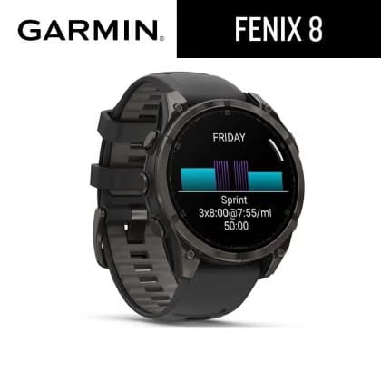 Garmin Fenix 8 Pro, 51mm, Amoled Display, Premium Connected Multisport GPS Smartwatch, inReach Technology, Sapphire, Titanium with Graphite/Black Silicone Band