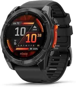 Garmin Fenix 8 Pro, 51mm, Amoled Display, Premium Connected Multisport GPS Smartwatch, inReach Technology, Sapphire, Titanium with Graphite/Black Silicone Band