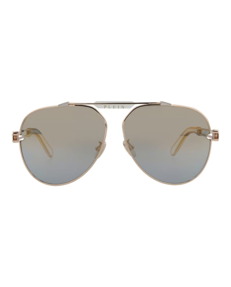 Philipp Plein Aviator-Frame Titanium Sunglasses Rose Gold Rose Gold Smoke (SPP048M-62-033M)