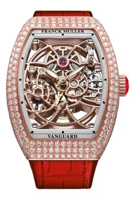 Franck Muller Vanguard Lady Skeleton Dial Leather Strap Watch WMNS - V 32 S6 SQT ROSE D MVT D (BC)