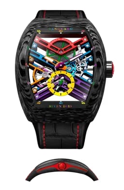 Franck Muller Vanguard Skeleton Dial Nylon Fabric Strap Watch - V 45 S6 SQT ANCRE FM YACHT (BL) 5N