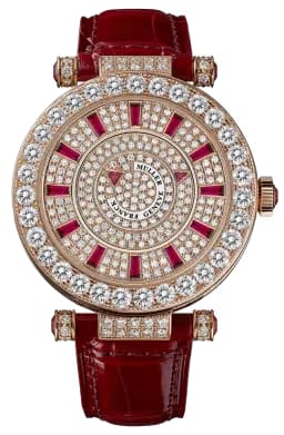 Franck Muller Double Mystery Diamonds Dial Leather Strap Watch WMNS - 42-DM-QTR-SAI-BAG-CD-5N