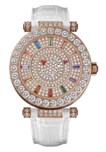 Franck Muller Double Mystery Diamonds Dial Leather Strap Watch WMNS - 42-DM-QTR-SAI-BAG-CD-5N