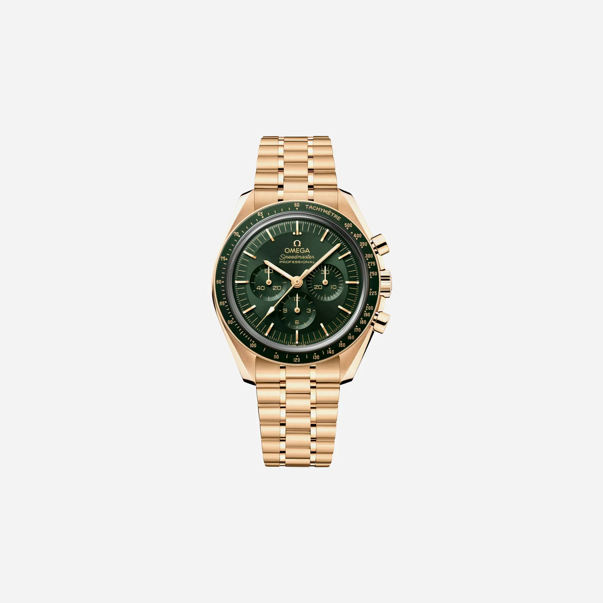 Omega Speedmaster Moonwatch Professional Green Dial Moonshine Gold Strap Watch - 310.60.42.50.10.001