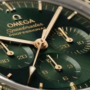 Omega Speedmaster Moonwatch Professional Green Dial Moonshine Gold Strap Watch - 310.60.42.50.10.001