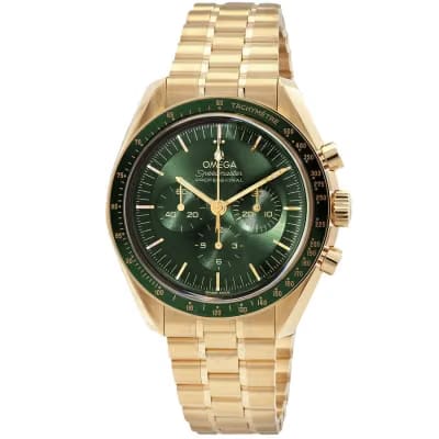 Omega Speedmaster Moonwatch Professional Green Dial Moonshine Gold Strap Watch - 310.60.42.50.10.001