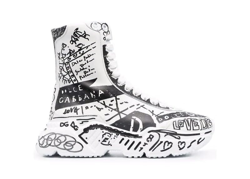 Dolce & Gabbana Daymaster Mid Top White Black Graffiti (Women's)