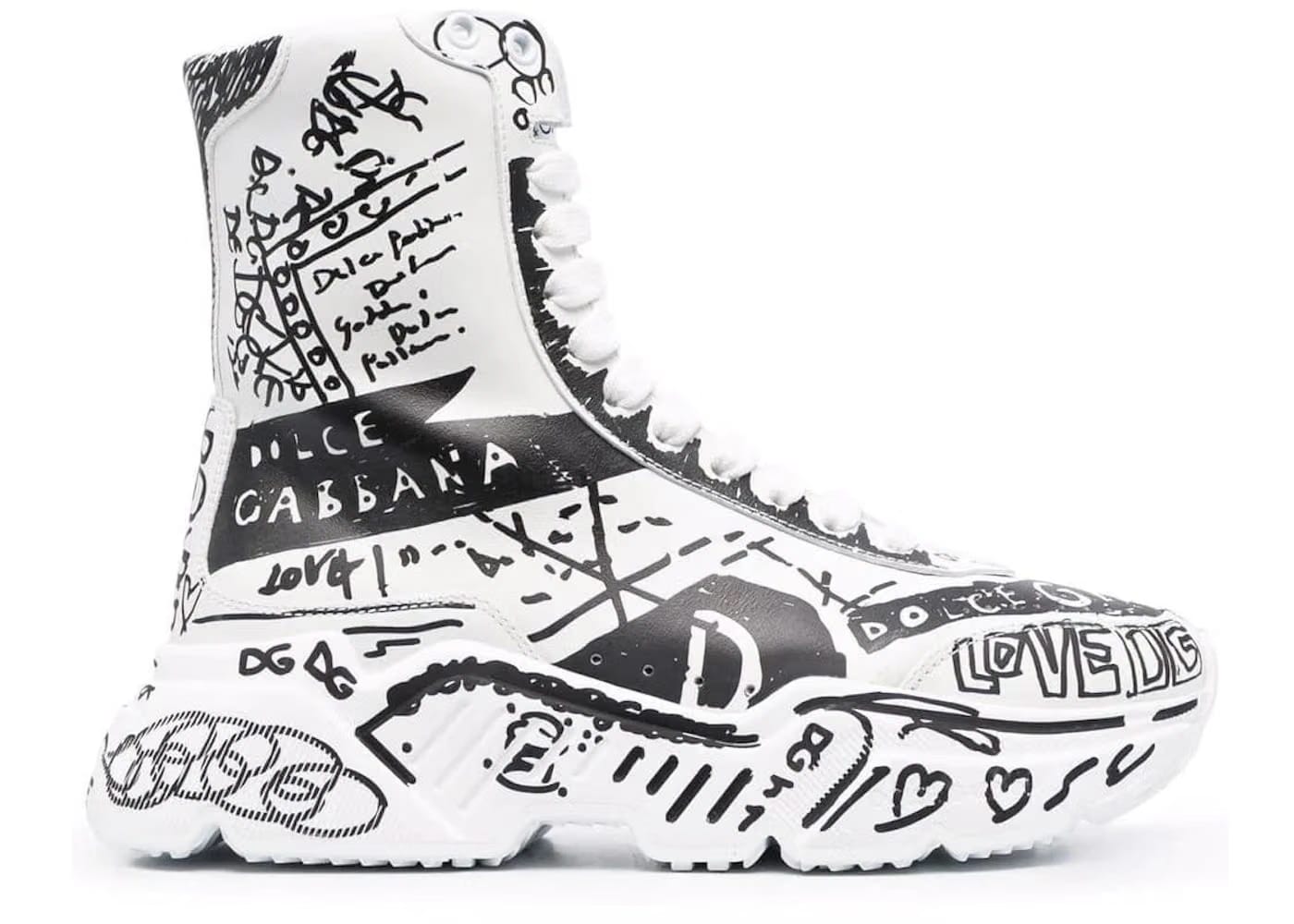 Dolce & Gabbana Daymaster Mid Top White Black Graffiti (Women's)