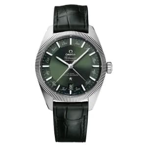Omega Constellation 130.33.41.22.10.001 Globemaster Green Dial Green Leather Strap Watch