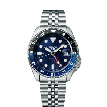 Seiko 5 Sports Blueberry GMT SKX Re-Interpretation Blue Dial Stainless Steel Watch - SSK003K1