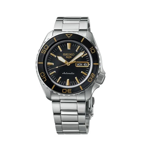 Seiko 5 Sports SKX SNZH5 Blacktone Redux Black Dial Stainless Steel Watch - SRPK99K1