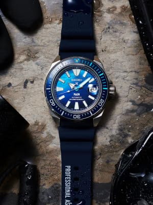 Seiko Prospex Great Blue Samurai Scuba PADI Special Edition Blue Dial Silicon Strap Watch - SRPJ93K1