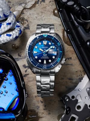 Seiko Prospex Great Blue Samurai Scuba PADI Special Edition Blue Dial Silicon Strap Watch - SRPJ93K1