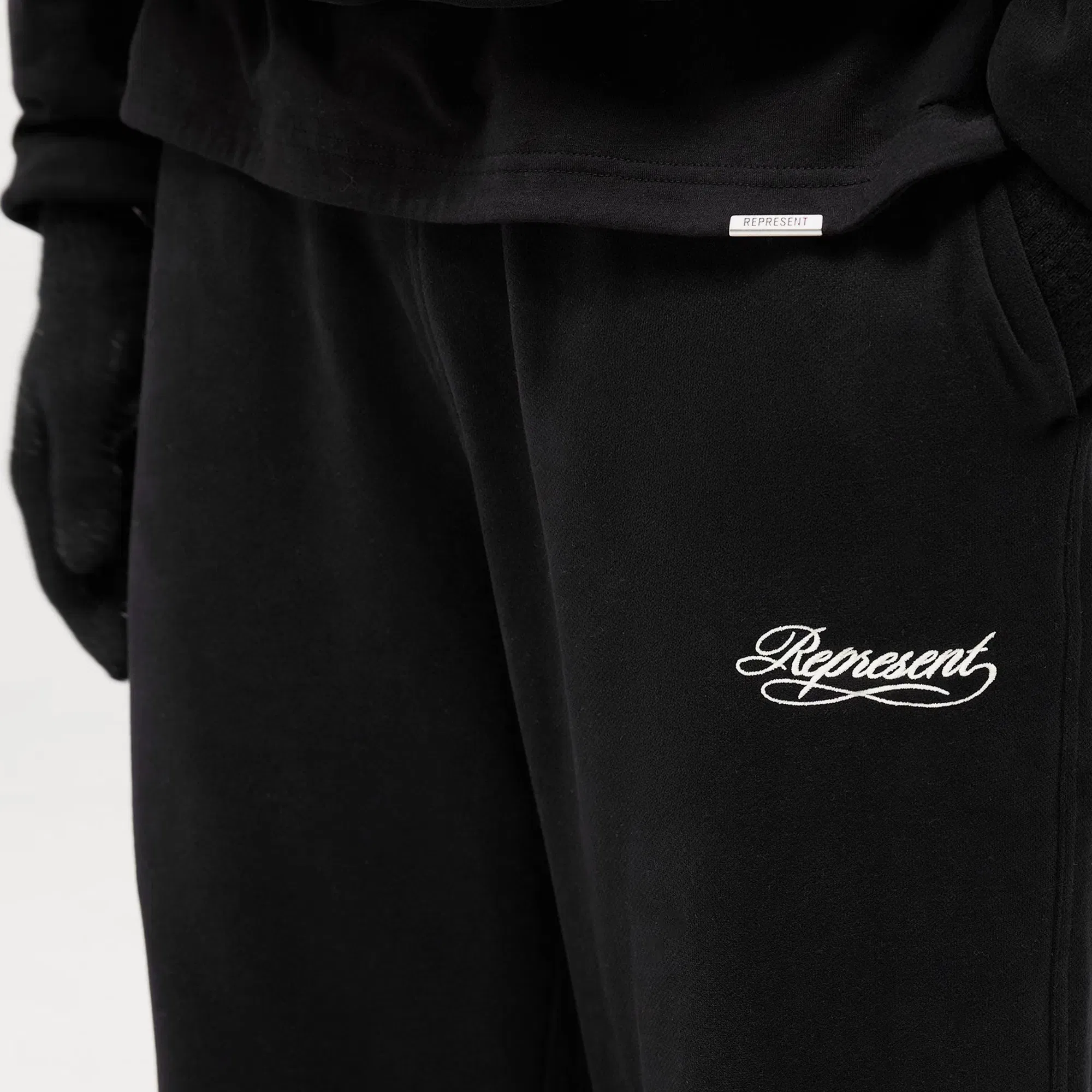 Represent Dual Layer Script Sweatpants Jet Black SS26