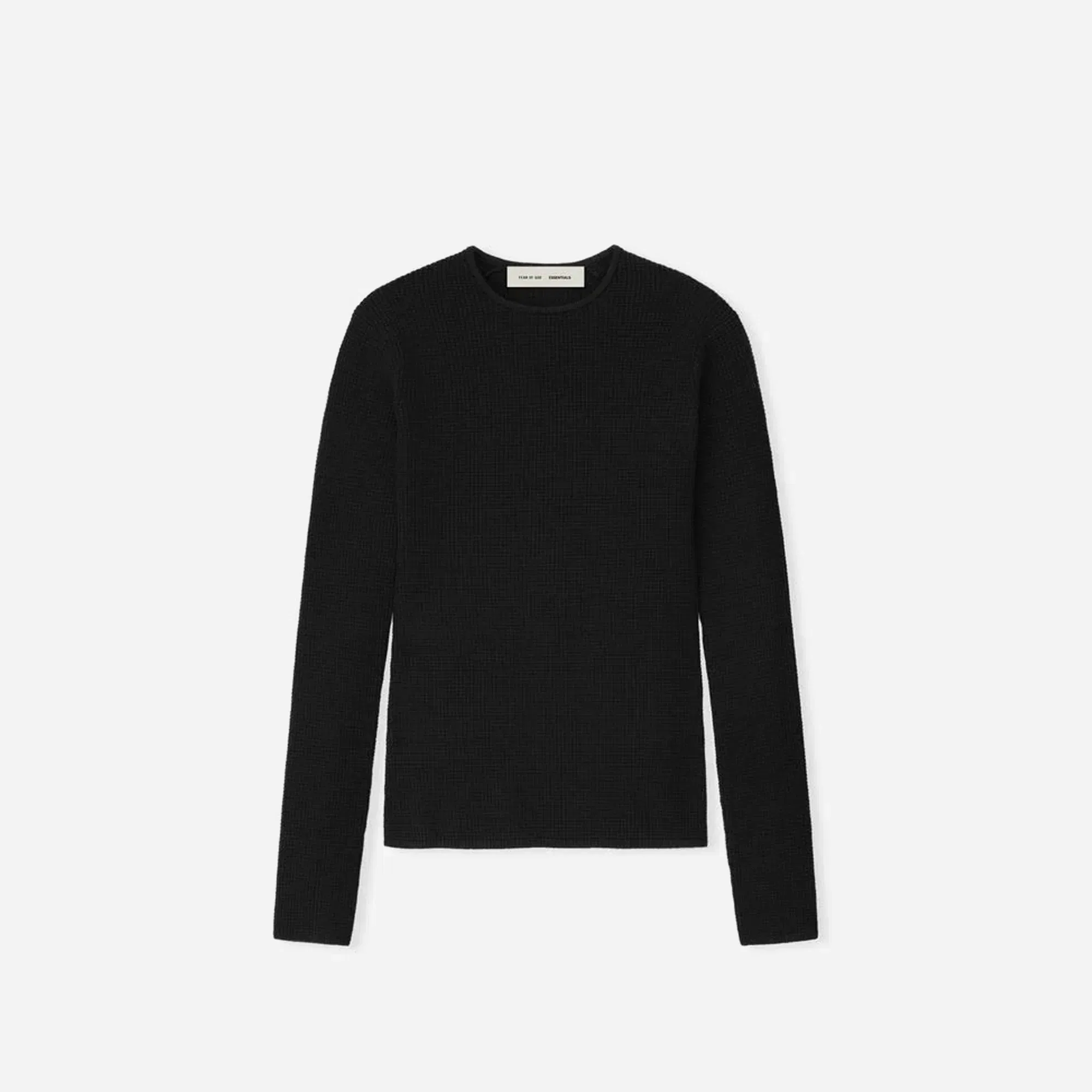 Fear Of God Essentials Womens Waffle Long Sleeve Top Vintage Black