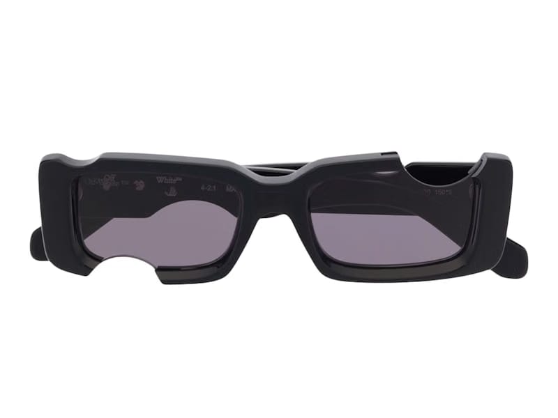 OFF-WHITE Cady Cut-Out Rectangular Frame Sunglasses Black/White/Grey (SS22) (OERI006C99PLA0011007)