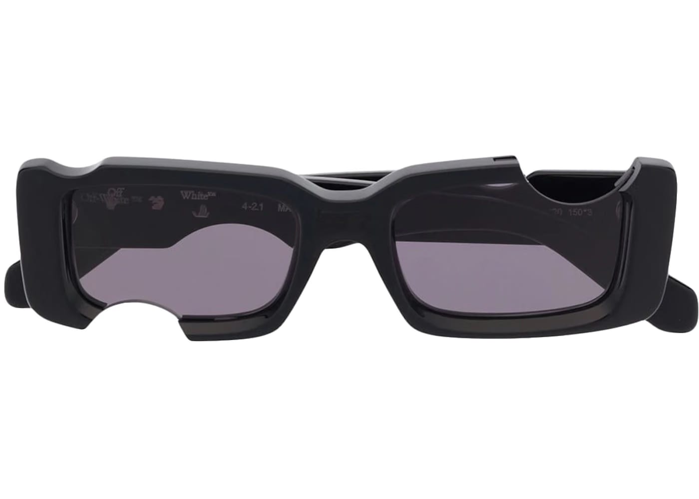 OFF-WHITE Cady Cut-Out Rectangular Frame Sunglasses Black/White/Grey (SS22) (OERI006C99PLA0011007)