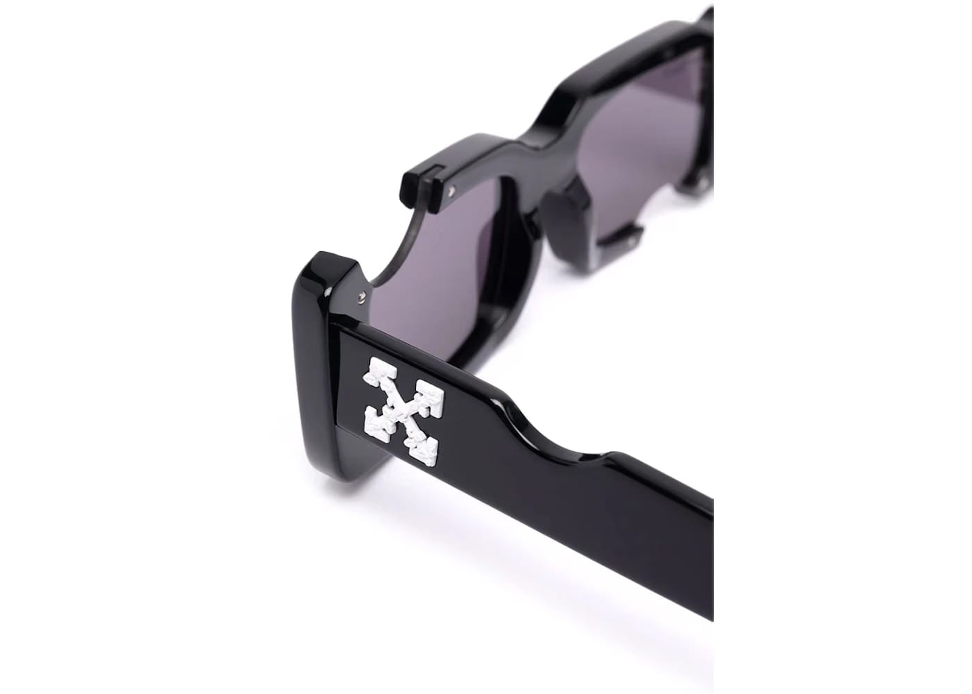 OFF-WHITE Cady Cut-Out Rectangular Frame Sunglasses Black/White/Grey (SS22) (OERI006C99PLA0011007)
