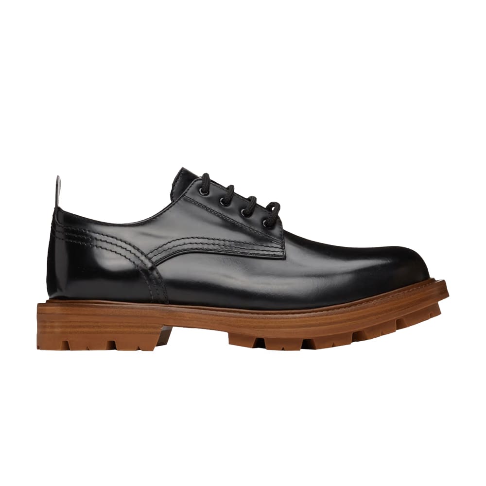 Alexander McQueen Shiny Derby Oxfords Black Brown