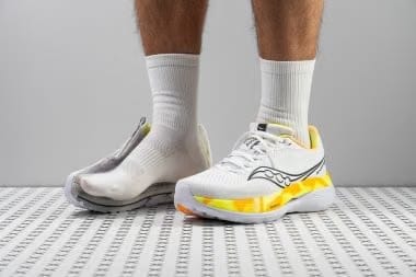 Saucony Endorphin Trainer White Black Yellow Orange Womens