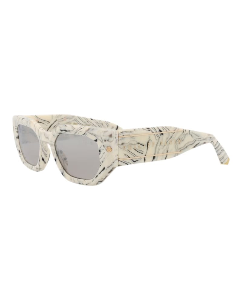 Philipp Plein Square-Frame Acetate Sunglasses Ivory Ivory Grey (SPP066M-51-09YL)