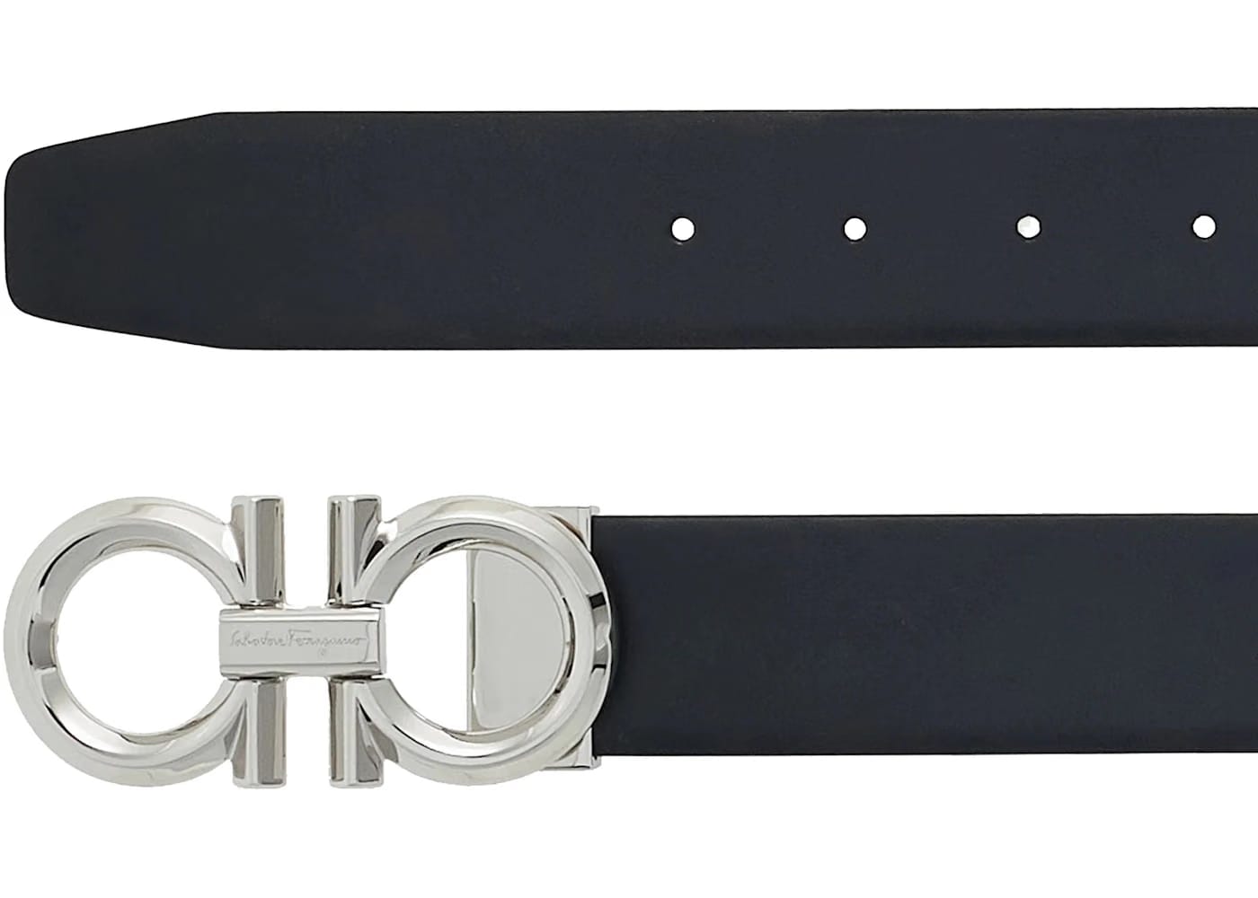 Ferragamo Reversible And Adjustable Gancini Belt Palladio Black/Hickory