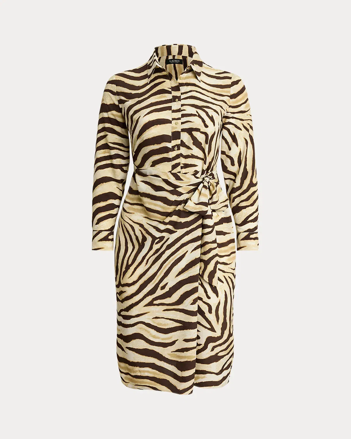Ralph Lauren ZebraPrint TieFront Crepe Shirtdress