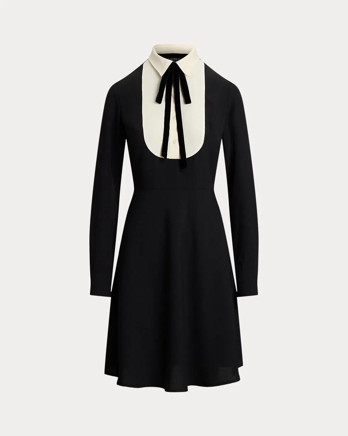Ralph Lauren TwoTone Georgette TieNeck Dress