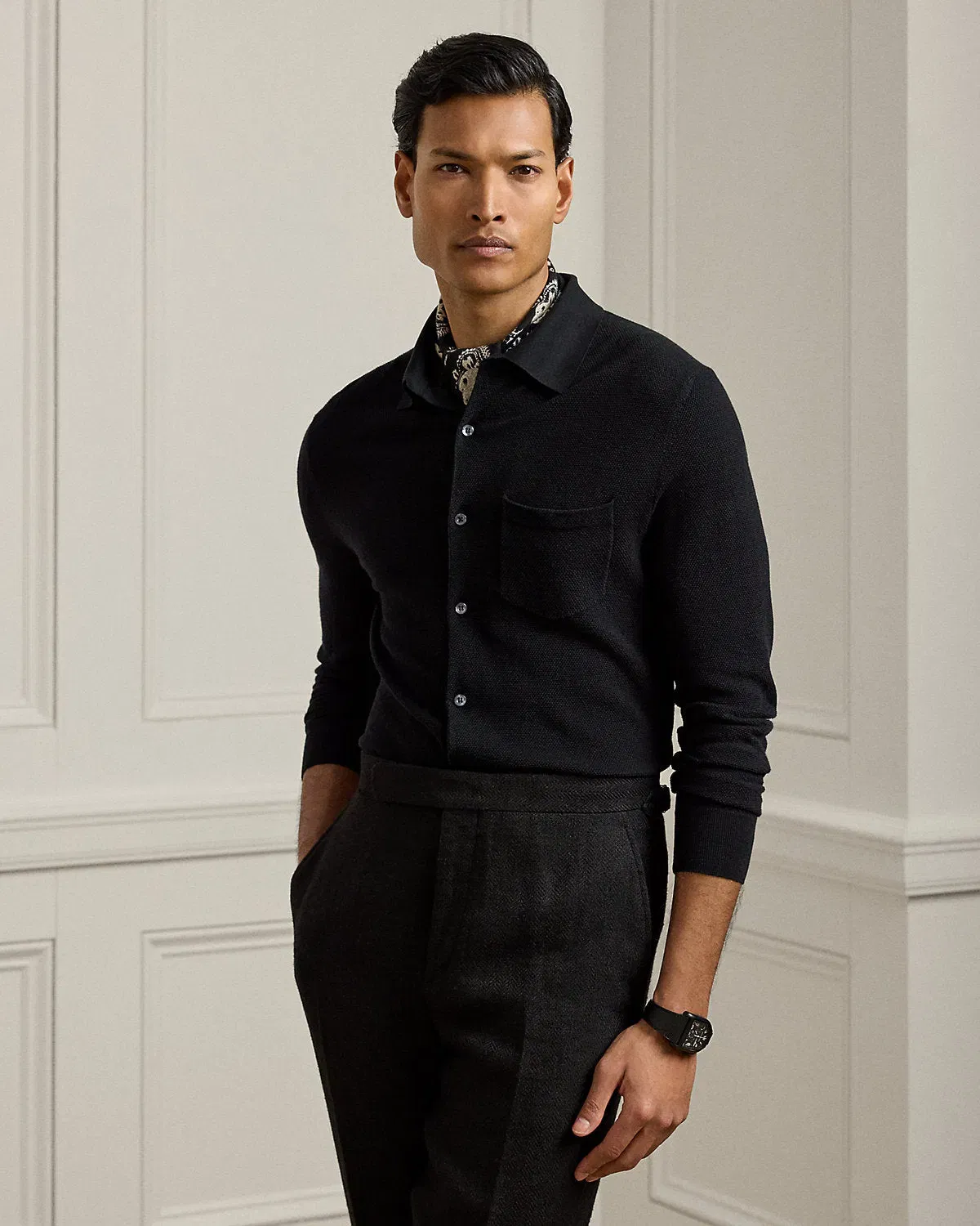 Ralph Lauren Textured SilkCotton Shirt Sweater