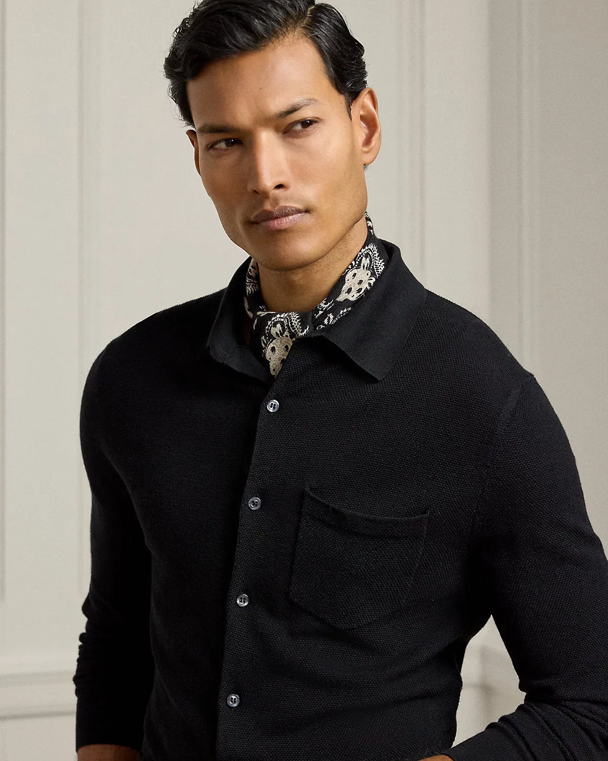 Ralph Lauren Textured SilkCotton Shirt Sweater