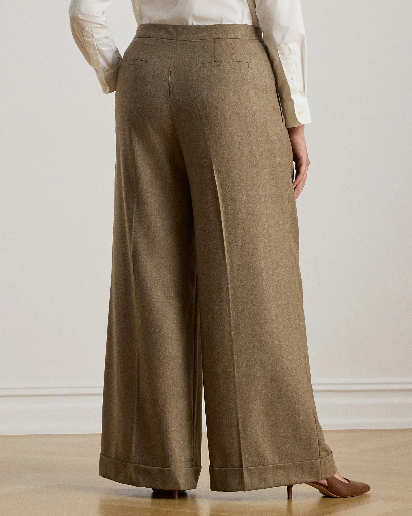 Ralph Lauren Pleated Wool Herringbone WideLeg Pant