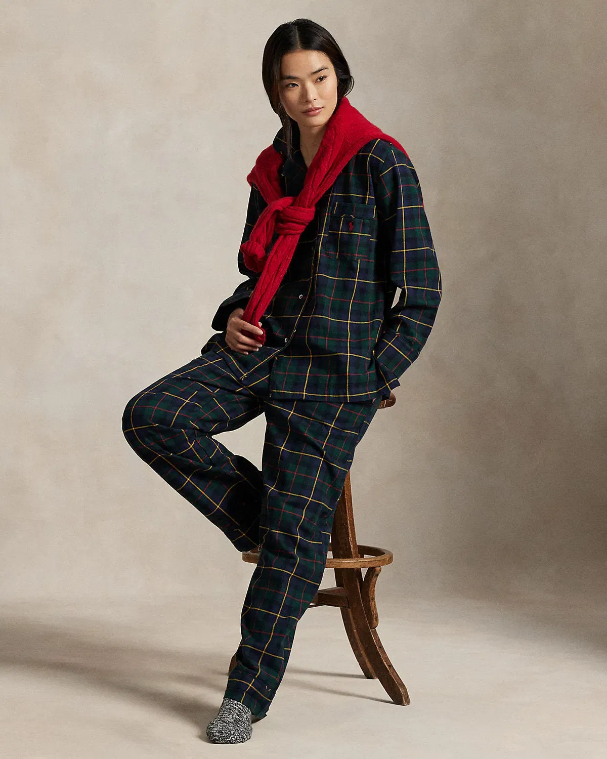 Ralph Lauren Plaid Flannel LongSleeve Pajama Set
