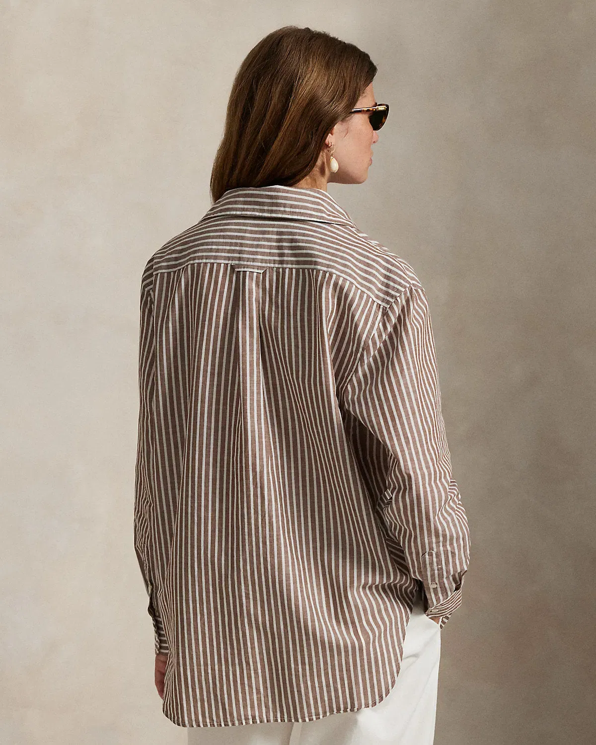 Ralph Lauren Oversize Fit Striped CottonLinen Shirt