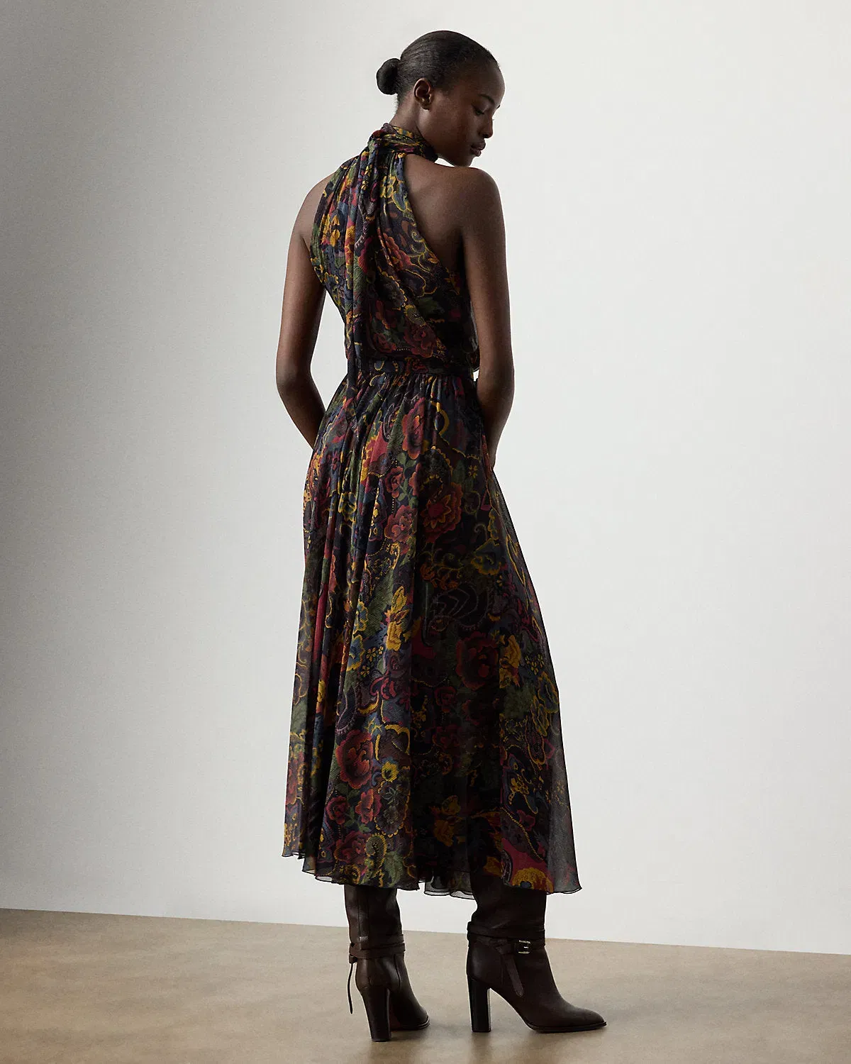 Ralph Lauren Kylee Paisley Crinkle Chiffon Day Dress