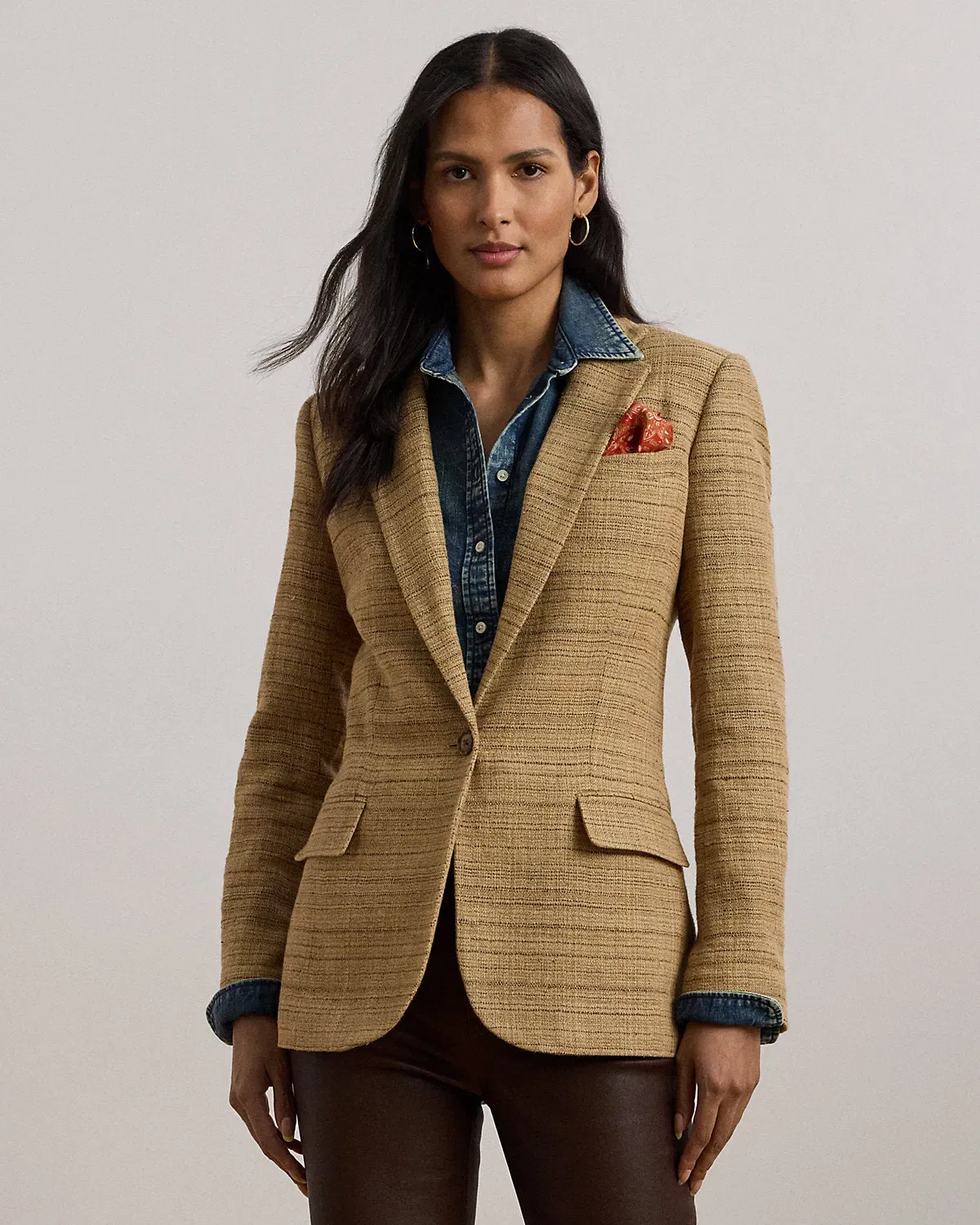Ralph Lauren Herringbone LinenBlend Tweed Blazer