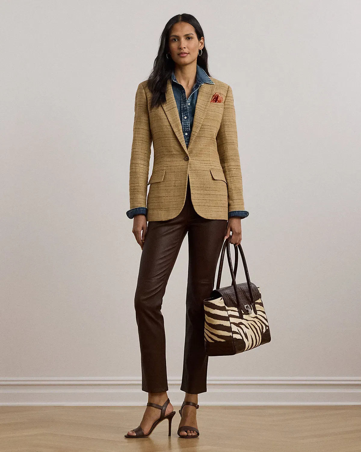 Ralph Lauren Herringbone LinenBlend Tweed Blazer