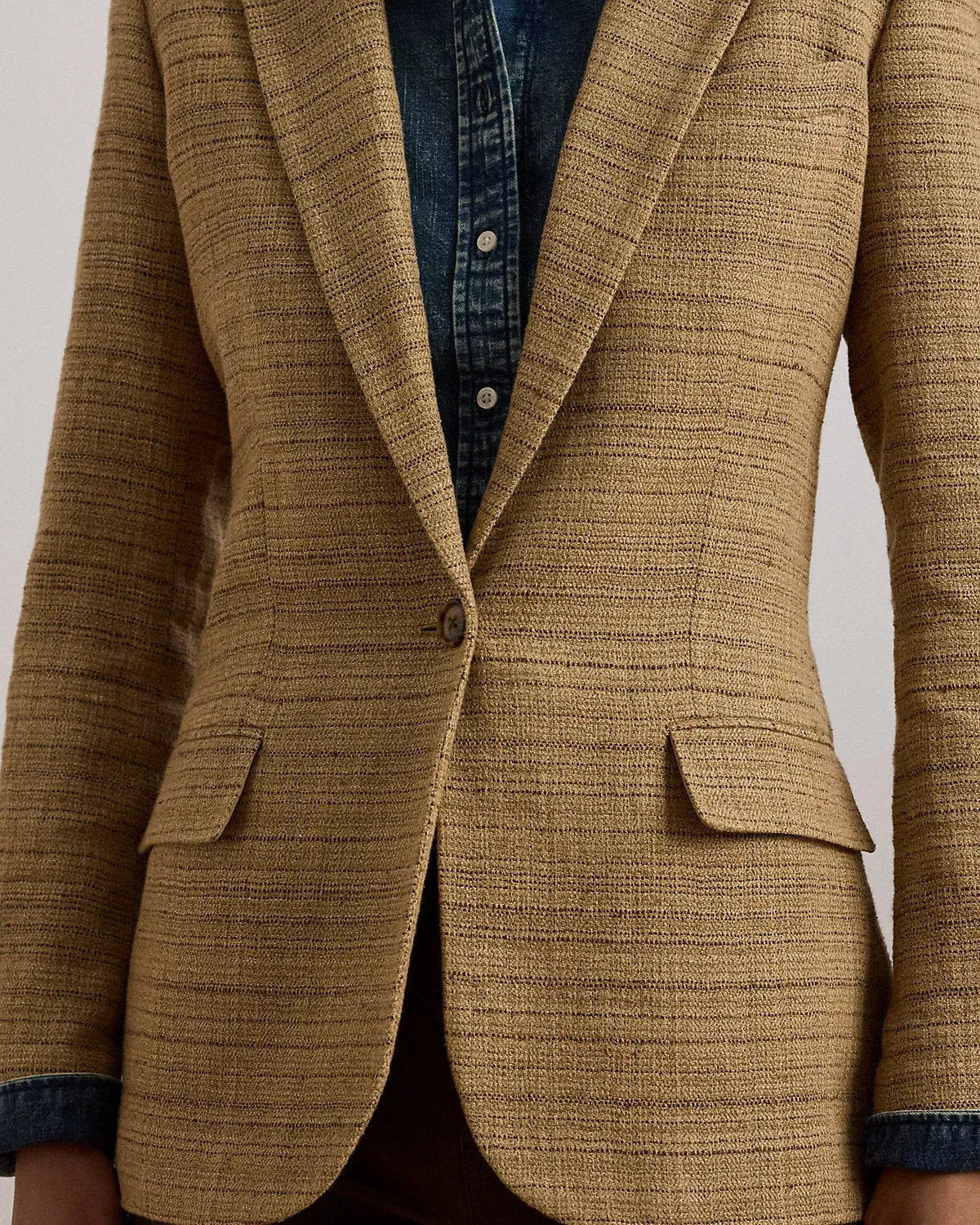 Ralph Lauren Herringbone LinenBlend Tweed Blazer