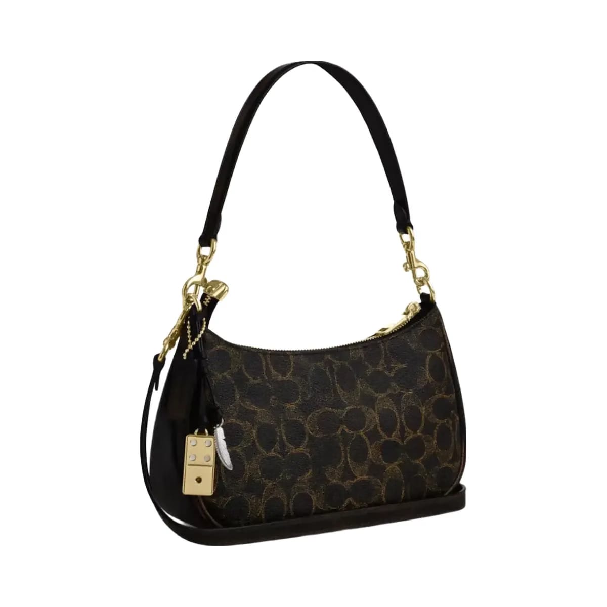 Coach Teri Shoulder Bag In Loved Signature Canvas With Charms Gold Brown