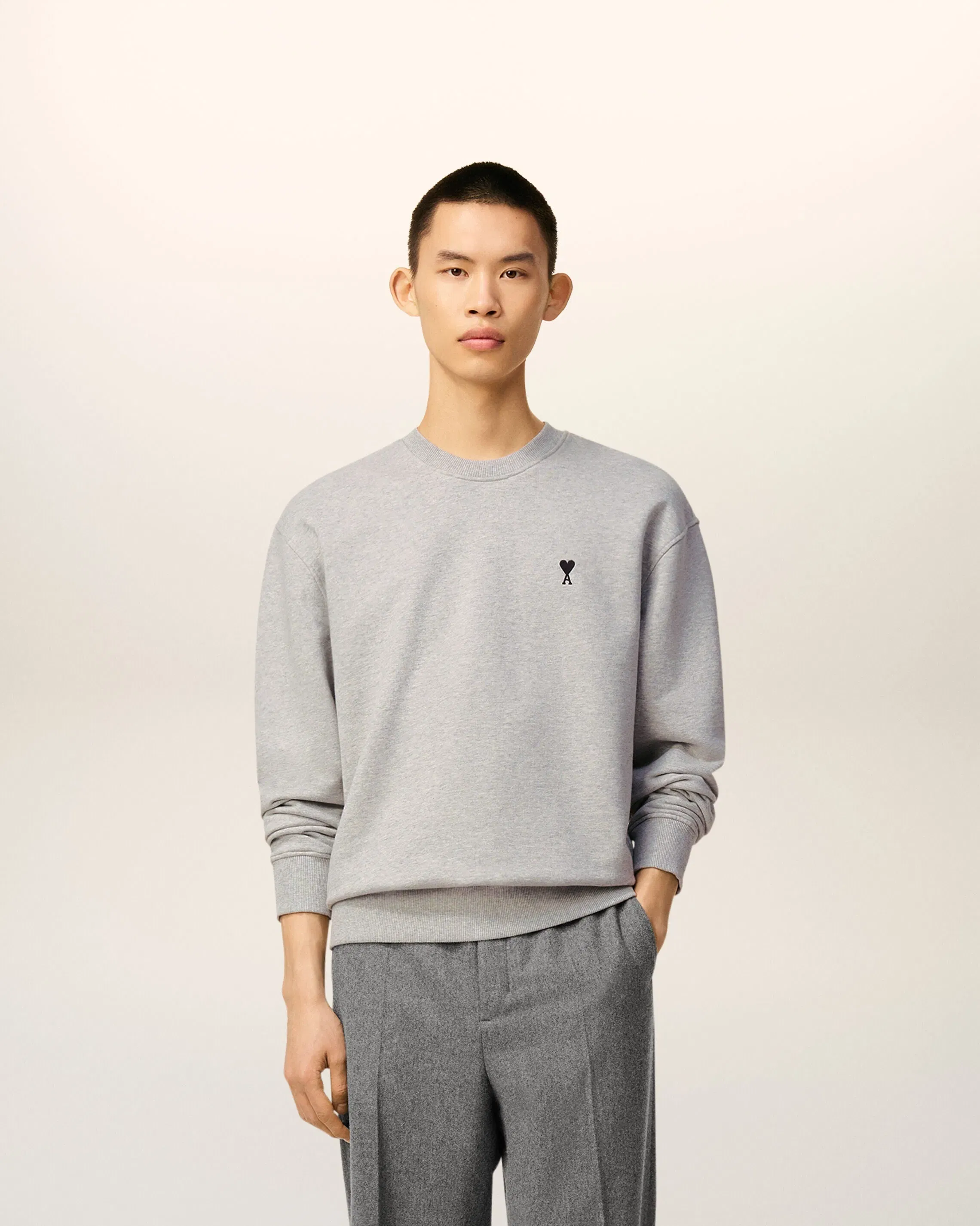 Grey Cotton Contrasted Ami De Coeur Sweatshirt